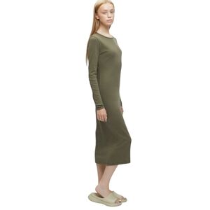 Kotn olive green 100% European cotton Pullover longsleeve Midi dress
